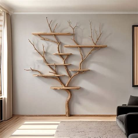 Tree Branch Shelves Live Edge Wall Mount Floating Bookshelf Tree