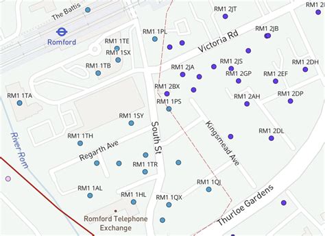 Map Of Rm Postcode Districts Romford Maproom