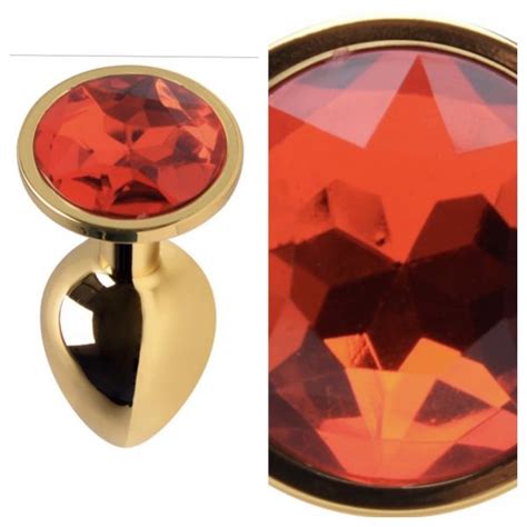 Plug Anal Dourado Cor Pedra Vermelha Tamanho P X Cm S O L O
