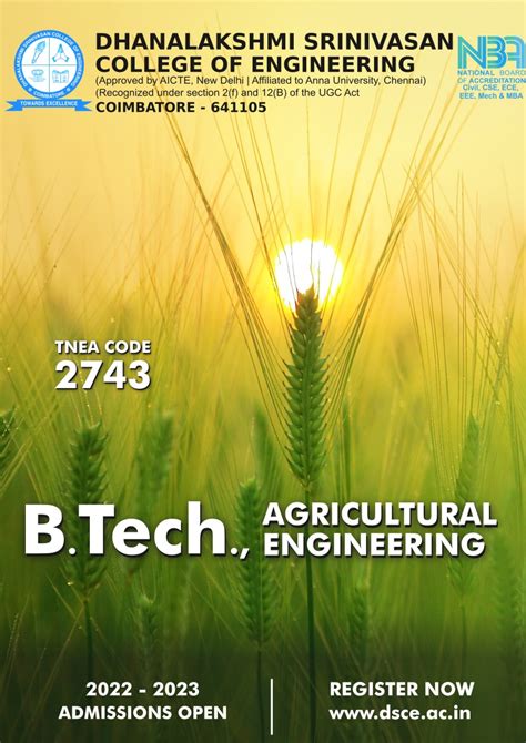 Admissions Open 2022 23 B Tech Agricultural Engineering DSCE