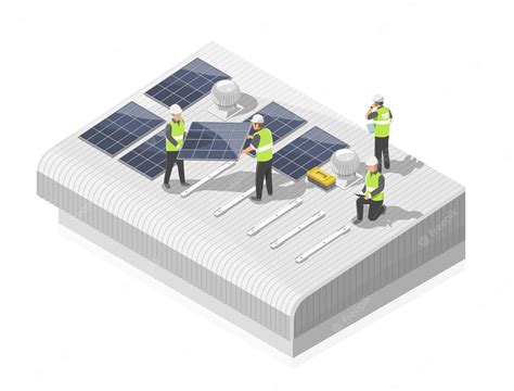 Premium Vector Solar Cell Factory Roof Top Installer Team Service For