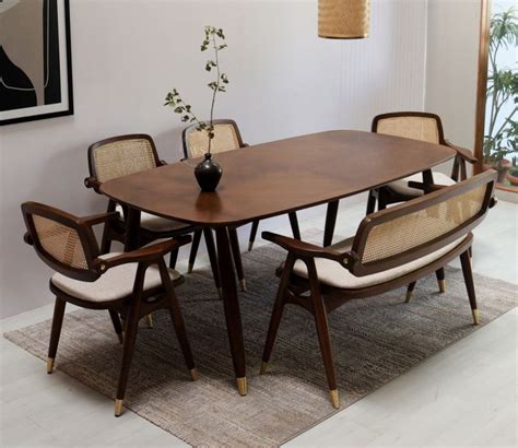 Buy Aritva Teak Wood 6 Seater Dining Table Set With Bench Teak Finish At 38 Off Online