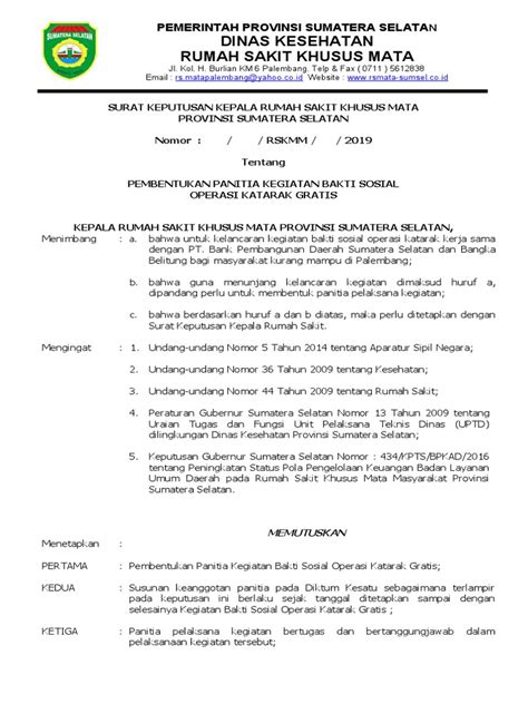 sk pembentukan panitia kegiatan bakti sosial