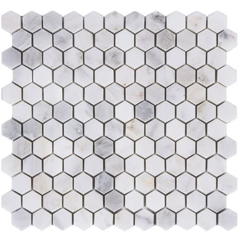 Carrara Carrera Venato Marble Mosaic Tile Hexagons Polished Or