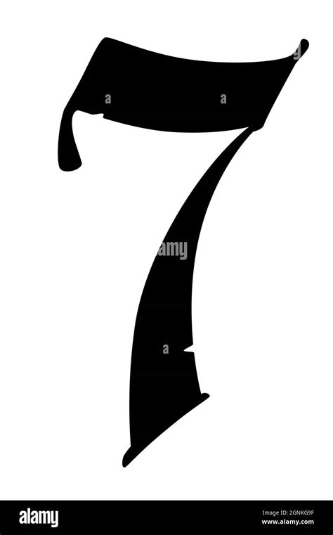 Number 7 In The Gothic Style Vector The Symbol Is Isolated On A White