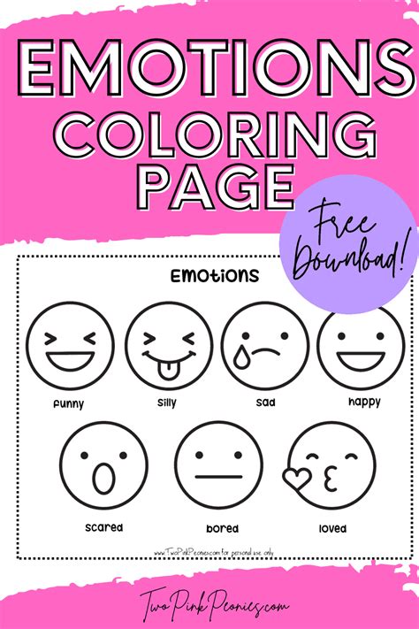 Emotions Coloring Page Instant Download Two Pink Peonies