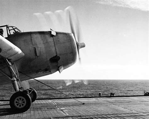 Photo Tbf Avenger Running Up Its Engines Before Launching From Escort Carrier Uss Santee In