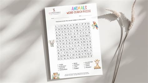 Free Printable Animals Word Search | DIY Printables