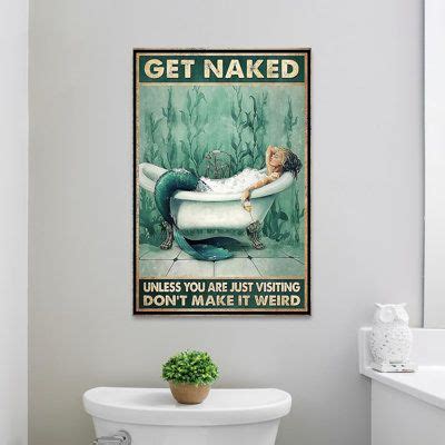 Trinx Mermaid Get Naked Wrapped Canvas Graphic Art Wayfair Canada Mermaid Canvas