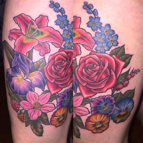 A Woman S Thigh With Flowers On It