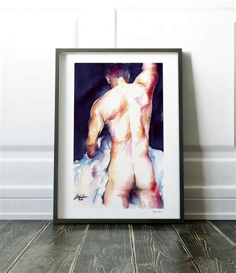 Male Erotic Art Queer Art Poster Gay Hairy Art Classic Gay Art Erotic Nude Male Watercolor Gay