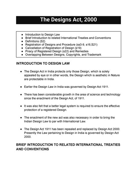 The Designs Act 2000 The Designs Act 2000 Introduction To Design Law Brief Introduction To