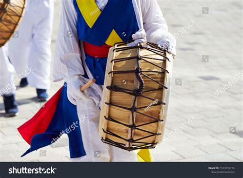 samul nori traditional korean performance stock photo