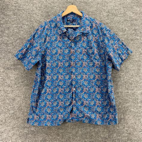 Cremieux Shirt Men Xl Blue Paisley Button Up Collared Gem