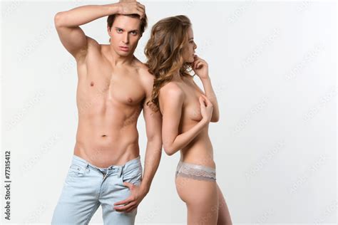 Nude Man And Woman Standing Side By Side Stock Photo Adobe Stock