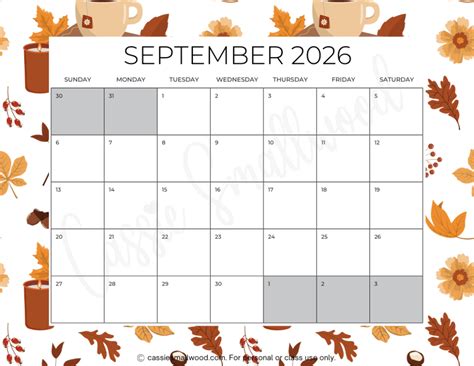 Cute Free Printable 2026 Monthly Calendar Cassie Smallwood