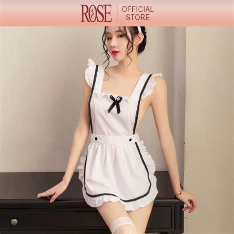 Rose Maid Unifor Sleepwear Tempting Costume Cosplay Erotic Sexy Lingerie Dress For Women