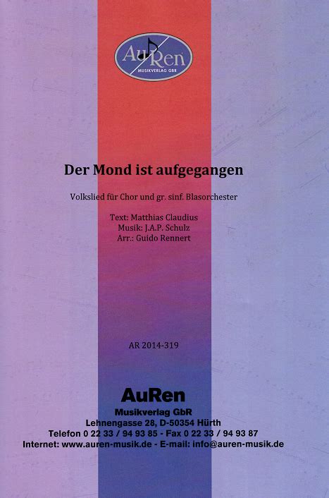 Der Mond Ist Aufgegangen Auren Musikverlag