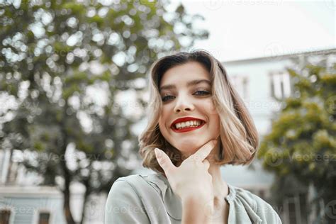 Pretty Blonde Red Lips Close Up Lifestyle Fun Stock Photo At Vecteezy