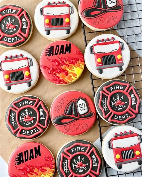 Fire Fighter Cookies Firefighter Birthday Cakes Firefighter Birthday