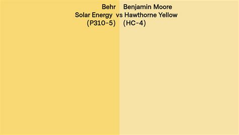 Behr Solar Energy P310 5 Vs Benjamin Moore Hawthorne Yellow HC 4