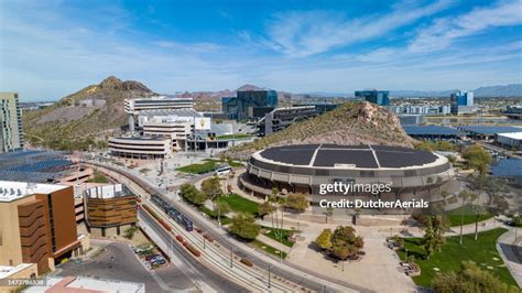 aerial view  arizona state university campus  sports arenas high