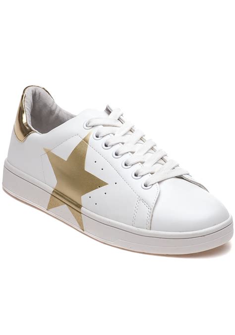 Steve Madden Rayner White And Gold Star Sneaker Lyst