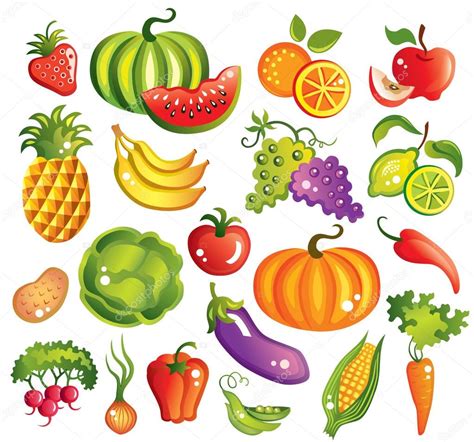 Fruits And Vegetables Set Vector Illustration Stock Vector