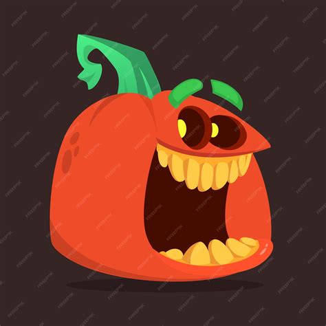 Мультяшная забавная голова тыквы на хэллоуин на белом фоне векторная ...