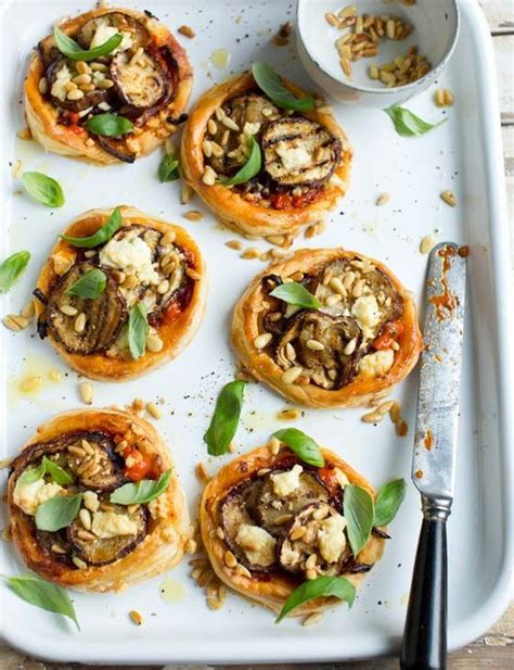 Caramelised Onion Aubergine And Feta Tarts Puff Pastry Tart Savory