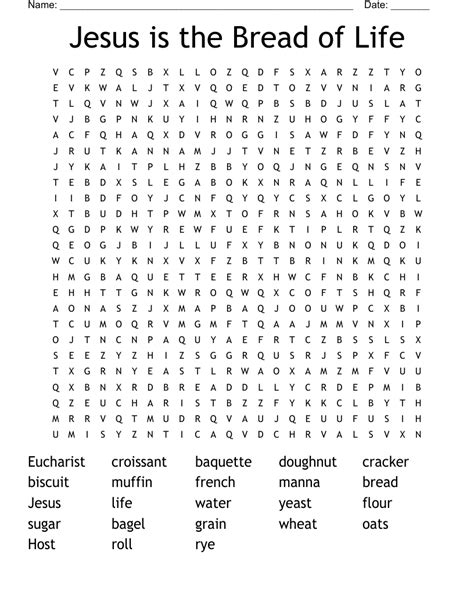 Jesus Is The Bread Of Life Word Search WordMint