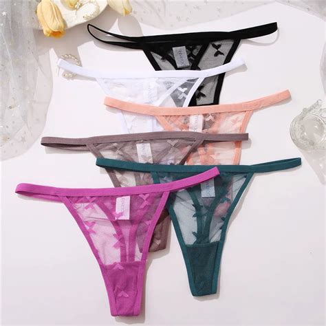 Finetoo Pcs Set Women Sexy Lace Floral G String Panties Femme Underwear Lingerie Transparent
