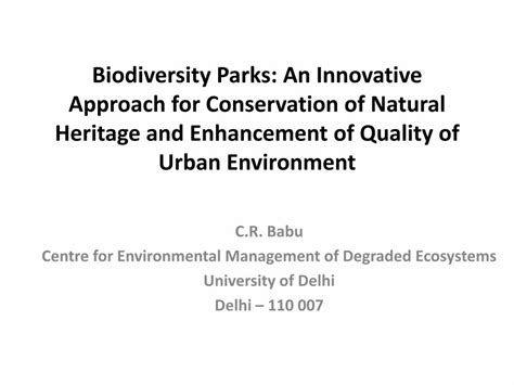 Pdf Biodiversity Parks An Innovative Approach For Parks Pdf · Biodiversity Parks An