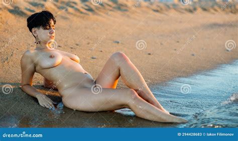 Naked Woman Lying On Beach On Seashore Stock Image Image Of Body Pleasure