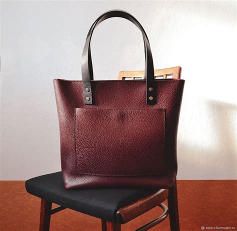 Сумка-шоппер из натуральной кожи винного цвета в интернет-магазине на ...