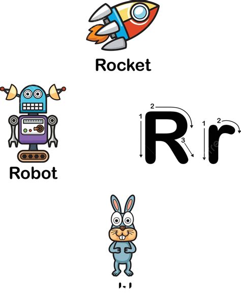 字母表字母 R 火箭機器人兔子矢量插畫生活插畫學生 向量 生活 插图 学生向量圖案素材免費下載，png，eps和ai素材下載 Pngtree