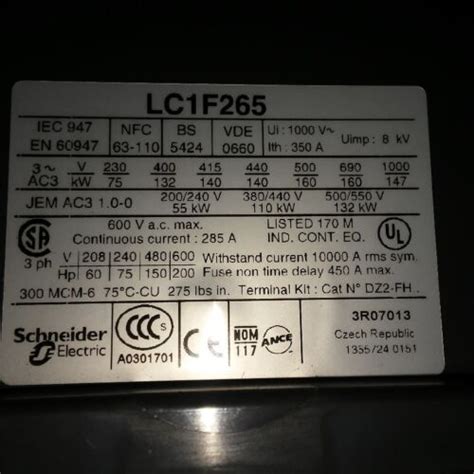 Telemecanique LC1F265 600 Volt 285 Amp Starter Contactor | eBay