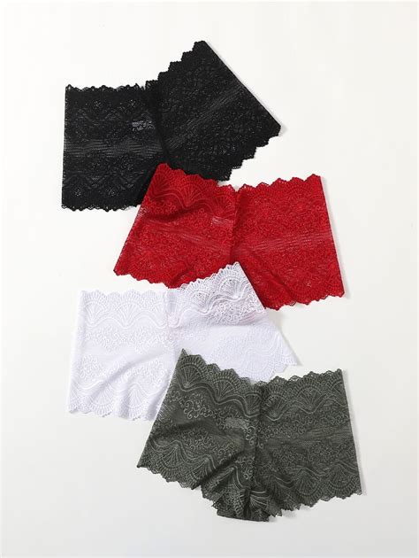 Classic Sexy Packs Floral Lace Sheer Panty Set Lingerie SHEIN USA