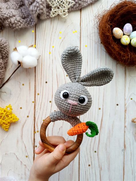 Crochet Teether Bunny Rattle PATTERN Crochet Bunny Pattern Etsy In