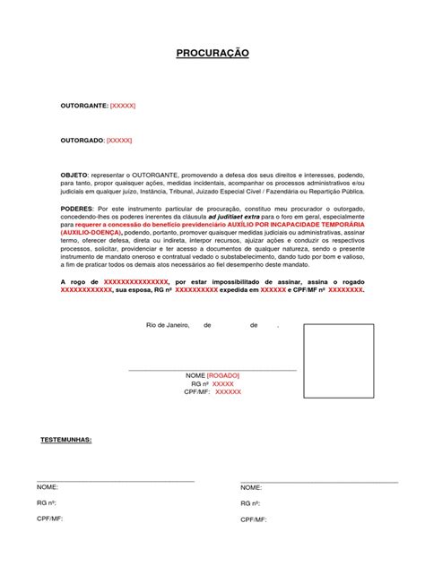 Procuração A Rogo Modelo