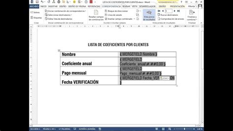 Combinar Correspondencia En Word Modificar Los Formatos De Los Campos