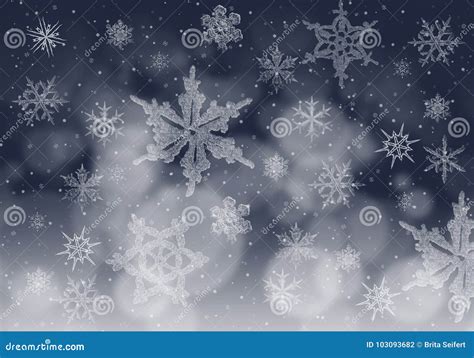 Fondo Blu Di Inverno Con I Fiocchi Di Neve Illustrazione Di Stock