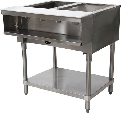 Advance Tabco WB 2G NAT 15 000 Btu Natural Gas Water Bath Hot Food Table 2 Pan Open Base W