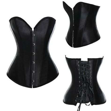 Women S Lace Up Boned Bustier Corset Overbust Burlesque Lingerie Waist Trainer Ebay