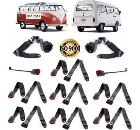 Kit Cinto De Segurança Pata Kombi Completo 9 Lugares Preto