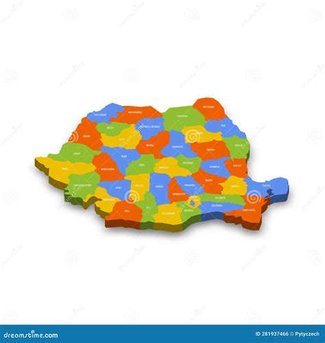 Romania Political Map Old Colors Vector Illustration Cartoondealer