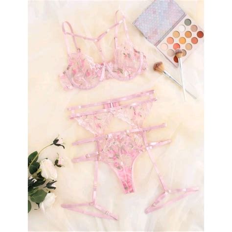 Conjunto Luana Lingerie Sexy Sensual Renda Cinta Liga Shopee Brasil