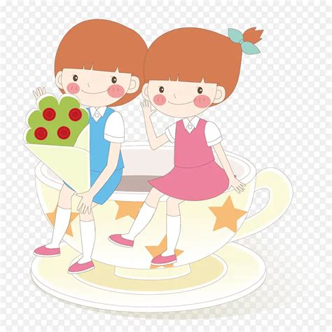 姐妹坐在咖啡杯上png图片素材下载图片编号8220893 Png素材网