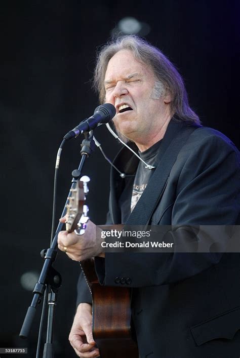 Neil Young performs during the "Live 8" concert on July 2 in Barrie ...