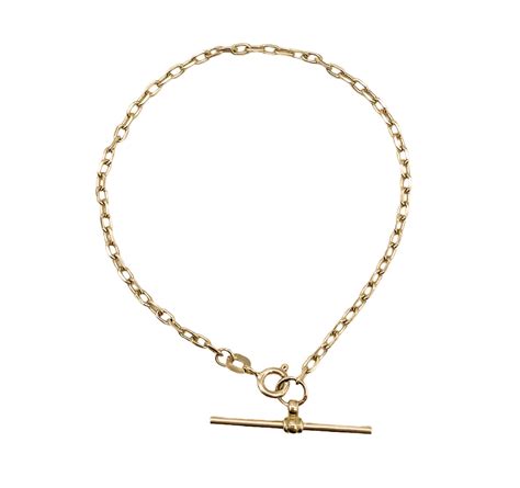 Solid 9ct Gold T Bar Bracelet 8 Inch